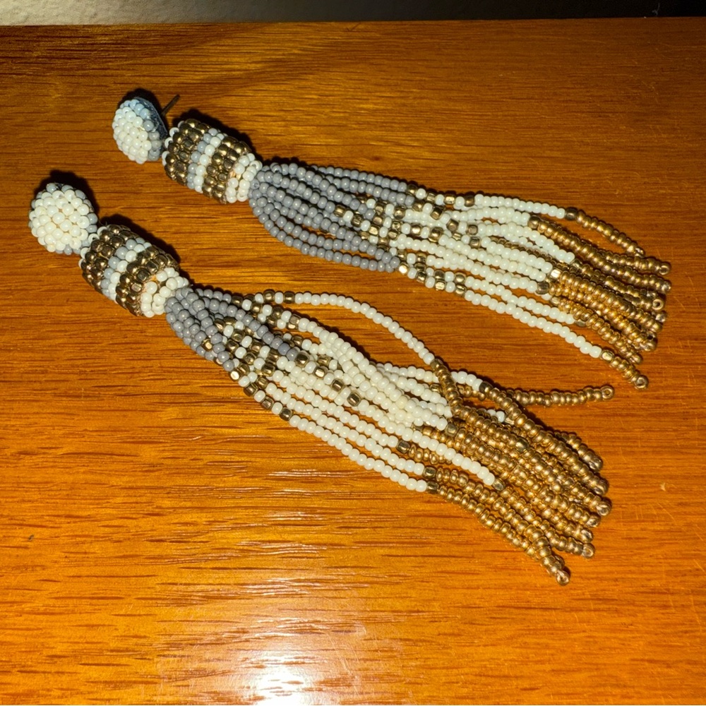 Elegant Beaded Tassel Earrings